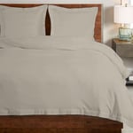 Pizuna Coton peigné Ensemble de Housse de Couette 240x220 cm 2 Personnes Simplement Taupe, 100% Coton Longue Tige 400 Fils Armure Satin, Housse de Couette de Luxe avec Fermeture à Boutons