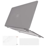 BELK Compatible with MacBook Air 13 inch Case 2020 2019 2018 Release with Retina Display & Touch ID A2337 M1 A2179 A1932, Ultra Slim Matte Plastic Hard Shell & Keyboard Cover & Screen Protector, Grey