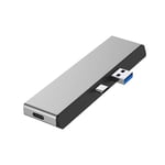 Leepesx 6 en 1 USB 3.0 Type-C HUB vers USB 3.0x2 + SD + Micro SD + HD + Type-C Convertisseur Adaptateur Lecteur de Carte Adapté pour Surface Pro 7 Silver