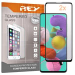 REY 3D Screen Protector for SAMSUNG GALAXY A51, Black, Tempered Glass Film, Premium quality, Perfect protection for scratches, breaks, moisture, Full Protection, 3D, 4D, 5D, [Pack 2x]