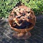 Esschert Design Fire Pit Laser Cut Birds Rust Outdoor Fireplace Basket vidaXL