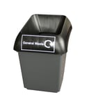 Plastic 30 L 30 Litre Recycling Grey Bin Black Lid Waste Rubbish Dustbin 