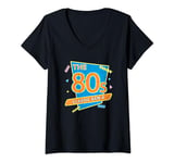 Womens 80s Classic Gen X Colorful Party Funny Retro Cool Vintage V-Neck T-Shirt