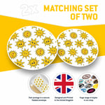 2 x Vinyl Stickers 7.5cm - Hapy Smiling Sun Faces Weather Cool Gift #12722