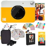 KODAK Printomatic Instant Camera (Yellow) Gift Bundle + Zink Paper (20 Sheets) + Case + 7 Sticker Sets + Markers + Photo Album