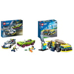 LEGO City Police Car and Muscle Car Chase, Racing Vehicle Toys for 6 Plus Year Old & City Electric Sports Car Toy for 5 Plus Years Old Boys and Girls, Race Car for Kids Set with Racing Driver