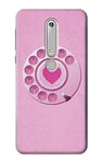 Pink Retro Rotary Phone Case Cover For Nokia 6.1, Nokia 6 2018