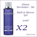 Elemis Revitalise-Me Bath & Shower Gel 50ml Travel Size X2 NEW