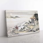 Big Box Art Full Moon at The Harvest by Kitagawa Utamaro Painting Canvas Wall Art Print Ready to Hang Picture, 76 x 50 cm (30 x 20 Inch), White, Grey, Black