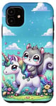 Coque pour iPhone 11 Kawaii Squirrel on Unicorn Daydream