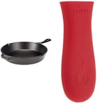 Lodge 26.04 cm / 10.25 inch Cast Iron Round Skillet/Frying Pan & Classic Silicone Hot Handle Holder, Red