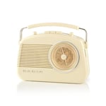 Nedis Vintage Retro FM/AM Portable Radio 1950's Design Quality Sound Ivory