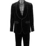 DOLCE & GABBANA Baroque Velvet Suit Jacket Tuxedo Pants Black 48 38 M 13265