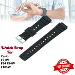 18mm Replacement Watch Strap Black Rubber Band For Casio F105W F94 F94W F91W UK