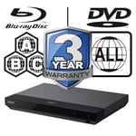 Sony UBP-X500.CEK MULTIREGION 4K Ultra HD Blu-ray ICOS Multi Region All Zone Code Free Blu-ray Player. Blu-ray zones A, B and C, DVD regions 1-8