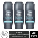 Dove Men+Care Roll On Classic AntiPerspirant Deodorant 48H Protection, 3x50ml