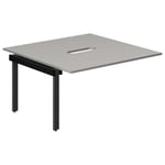 Skrivbord O-stativ påbyggn.modul 1400x700mm ljusgrå med svart underrede