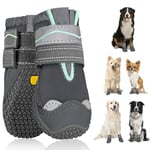 SlowTon Chaussures pour Chiens Protection des Pattes, Chaussures pour Chiens imperméables avec Semelle antidérapante & Velcro réfléchissant réglable, Bottes pour Chiens Petits Moyens Grands Chiens