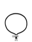 Men's Black String Bracelet With Adjustable Silver Lock Armband Smycken Silver Nialaya