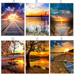 Diy 5d Full-drill Diamond Painting Sunset Landscape Embroidery H E