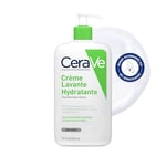 CeraVe Crème Lavante Hydratante 562ml |Visage & Corps | à l'Acide Hyaluronique pour les Peaux Sèches àTrès Sèches