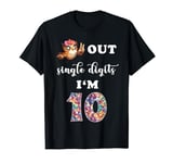 Peace Owl Out Single Digits I'm 10 Years Old 10th Birthday T-Shirt