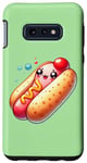 Galaxy S10e Cute Kawaii Hot Dog with Smiling Face and Bubbles Case