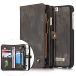 iPhone 6 Plus/6s Plus - CASEME Retro Wallet Split Läderfodral med kortfack Grå