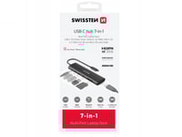 Swissten Daudzportu Klēpjdatora Dokstacija Usb-C Hub 7In1 Usb-C 100W / Hdmi 4K / Usb-A 3.0 / 2X Usb-A 2.0 / Sd / Microsd