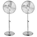 Beldray® COMBO-5285 16 inch Pedestal Fan with 3 Speed Settings, Chrome, Set of 2