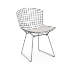 Knoll - Bertoia Side Chair, underrede i Polerad krom, Med sittdyna i Läder: Kat. W - Velluto Pelle - VP280 - Silver, Brun - Silver - Matstolar - Metall