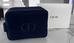 NEW DIOR NAVY TOILETRY WASH BAG DROPP KIT POUCH TRAVEL CASE DUAL ZIPPER