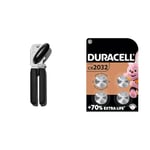 OXO Good Grips Soft Handled Tin Opener & DURACELL 2032 Lithium Coin Batteries 3V (4 Pack) - Up to 70% Extra Life - Baby Secure Technology