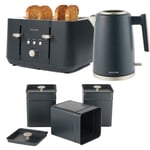 Salter Kettle & 4 Slice Toaster Set With Storage Canisters 1.7L Fast Boil Blue