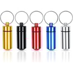 5PCS Vattentät Aluminium Piller Box Fickpiller Fodral Bärbar Behållare Nyckelring Pillerhållare Pillerbehållare för Utomhus Resor Camping Flera Färger