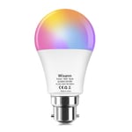 Wixann WiFi Smart Light Bulb B22 Bayonet 9W RGBCW Smart LED Bulb Compatible with Alexa and Google Home(No Hub Required), 80W Equivalent, 900 LM Dimmable Colour Changing Bulb[Energy Class A++] (1 Pack)