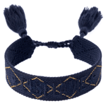 DARK Woven Friendship Bracelet C'est La Vie Navy Blue With Gold