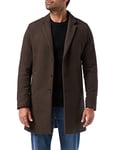 Men JACK& JONES Classic Wool Coat | Short Elegant Transitional Jacket | Without Hood JJEMOULDER, Colours:Dark Brown, Jacket Size:M