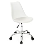 Idmarket - Chaise de bureau scandinave sara blanche à roulettes - Blanc