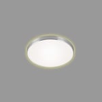 BRILONER - Plafonnier LED, lampe de plafond avec effet de rétro-éclairage, 12 watts, 1 200 lumens, 3 000 Kelvin, blanc/aluminium, Ø 28,5 cm