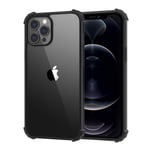 MoKo Compatible with New iPhone 12 Pro Max Case 6.7 inch 2020, Anti-Yellow Shockproof Reinforced Corners TPU Bumper & Anti-Scratch Transparent Hard Panel Protective Cover, Crystal Clear&Black