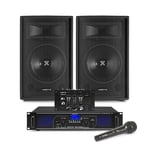 VONYX SL 12" Bluetooth PA Speakers and Amplifier, Mixer and Mic FPL1000 MP3 Mobile DJ
