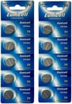 10 X CR1620 battery DL1620 3v Button coin cell Battery for car key Fob Eunicell 