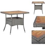 Utebord - Living Matbord för trädgård grå konstrotting och massiv akacia