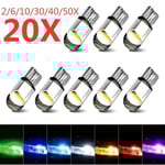 Bil LED T10 W5W COB 6000k Läslampa Kupollampa Markeringsskylt Glödlampa Plattform 168 194 192 DC 12V Vit (20st)