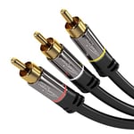 KabelDirekt – 2m – RCA/phono AV cable, 3 to 3 RCA/phono, audio/video (coax, RCA/phono male/male cinch plugs, stereo audio and composite video, for amps/Hi-Fis and home cinema/Blu-ray/receivers, black)