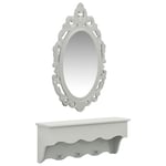 vidaXL Vägghylla för nycklar och smycken med spegel krokar grå 323973