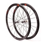 700C Bicycle Wheelset For Road Bike Double Wall Rim Carbon Fiber Hub V/C Brake 40MM Rim Front 18H Rear 21H Wheels 8 9 10 11 Speed (Color : B)