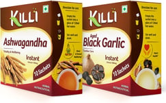 KILLI Ashwagandha | Aged Black Garlic Instant Extract, 2 Packs of 10 Sachets