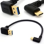 90 Degree USB 3.0 to Type C Right/Left Angled Male Cable Gold Plated USB C Extension Cord Data Transfer Sync lead(90°Type C-USB 3.0 Up)